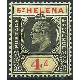 St Helena 1908 SG66 4d Black & Red/Yellow Mounted Mint .. ..