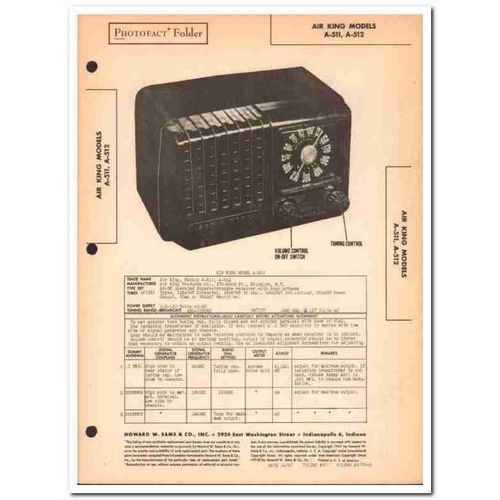 air king model a-511 a-512 5-tube am radio sams photofact manual