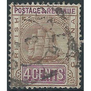 British Guiana 1907 SG254 4c Brown & Purple Good/Fine Used .. .