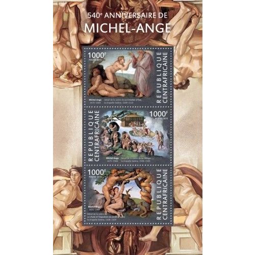 CENTRAL AFRICA 2015 SHEET MNH MICHELANGELO ART PAINTINGS ARTE PINTURAS