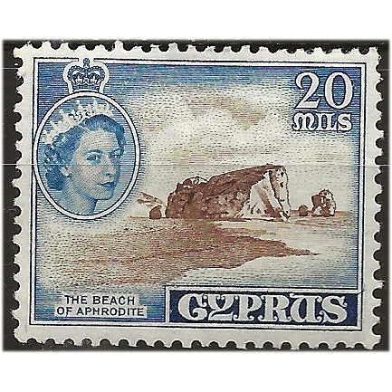 Cyprus 1955 SG178 20m Brown & Deep Bright Blue Mounted Mint . ..