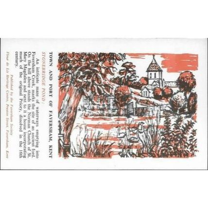 Faversham, Kent - Town, Port, Stonebridge Pond - art postcard c.1970s