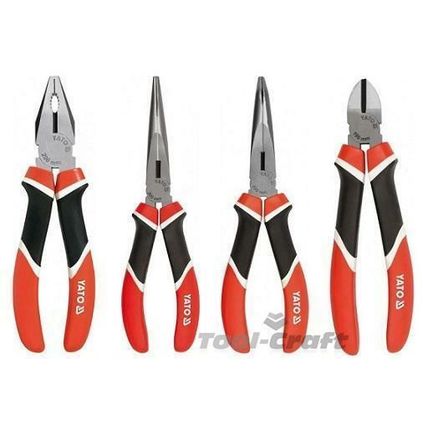 Yato professional pliers set 4 pcs 200 mm cable cutter, combi, long nose & bent