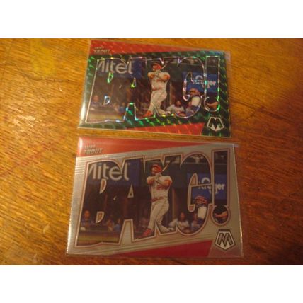 2022 , Mosaic, 2-Cards, Silver/Green Prizm, Bang Inserts, MIKE TROUT, Angels