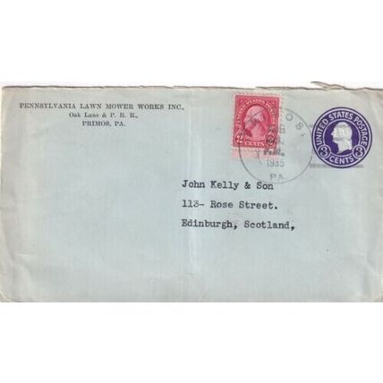 United States 1935 Pennsylvania Lawn Mower Works Inc. Primos PA-Edinburgh UK