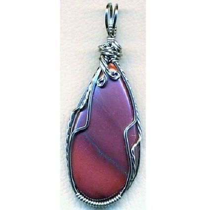 Red Jasper Titanium Copper Wire Wrap Gemstone Pendant 12