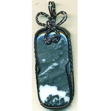 Medicine Bow Agate Black Copper Wire Wrap Gemstone Pendant 6
