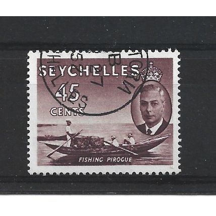 Seychelles.SG166 45c Fishing Pirogue (Purple-Brown).Fine Used.Sep24
