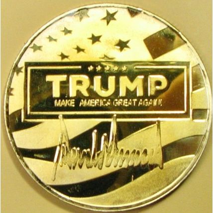 Donald Trump's Defiant Fist. Challenge Coin. 1.50" Gold Tone. 84b.