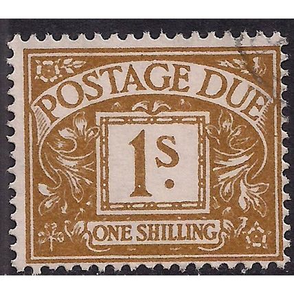 GB 1960 QE2 1/-d Ochre Postage Due Used SG D64 Wmk 179 ( F174 )
