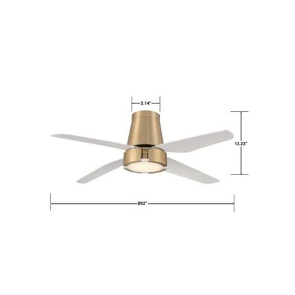GLUCKSTEINELEMENTS Hugh 52" LED Indoor Brushed Brass Fan with White Blades