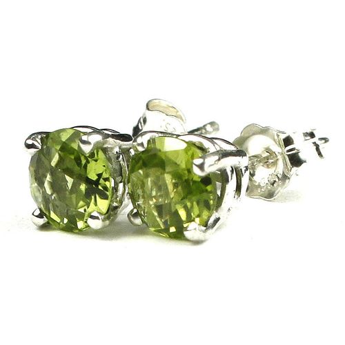 Peridot, 925 Sterling Silver Post Earrings, SE012