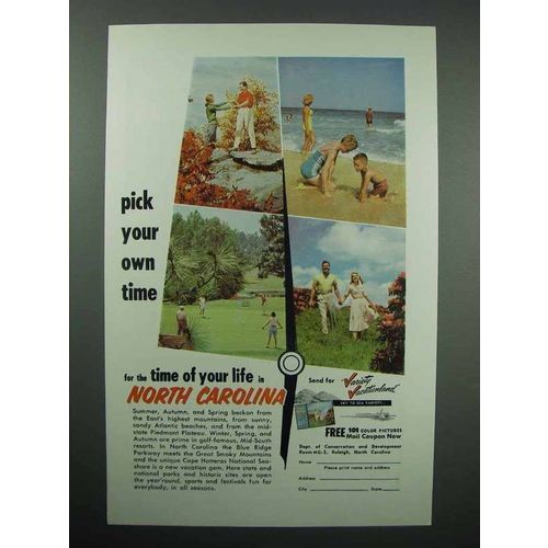 1959 North Carolina Tourism Ad - Pick Your Own Time