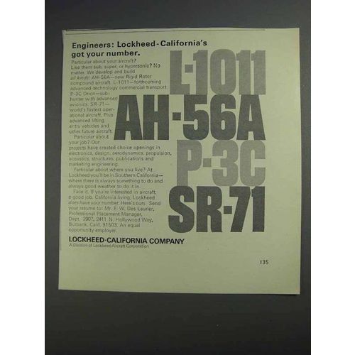 1968 Lockheed-California Company Ad - Engineers