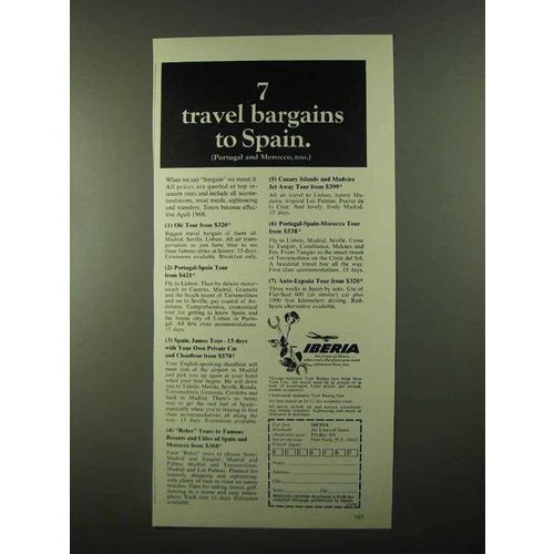 1968 Iberia Air Lines Ad - 7 Travel Bargains to Spain