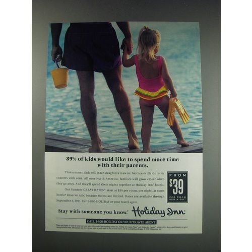 1991 Holiday Inn Ad - 89% of kids would like to spend more time