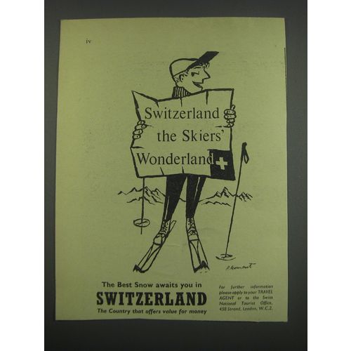 1955 Switzerland Tourism Ad - Switzerland the Skiers Wonderland