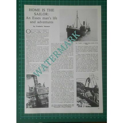 Pleshey Essex George Cumblidge Shore Wireless Sailor Fisherman - 1976 Article