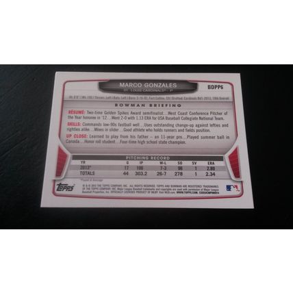 2013 Bowman Draft Picks & Prospects Draft Picks Card # BDPP006 Marco Gonzales