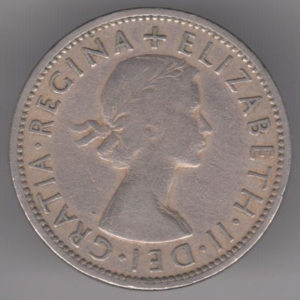 United Kingdom 2/- Shillings/Florin 1957 Copper-nickel Coin - Double Rose