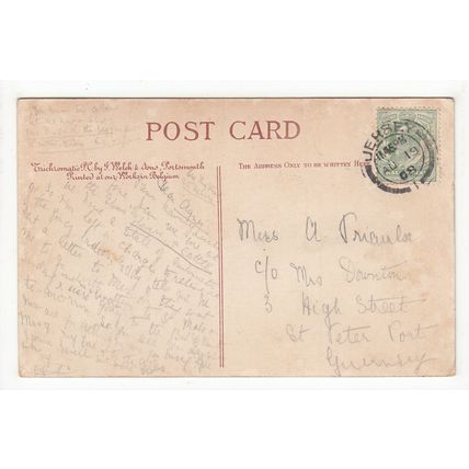 The Market St Helier Jersey Postcard 1908 Posted to Guernsey