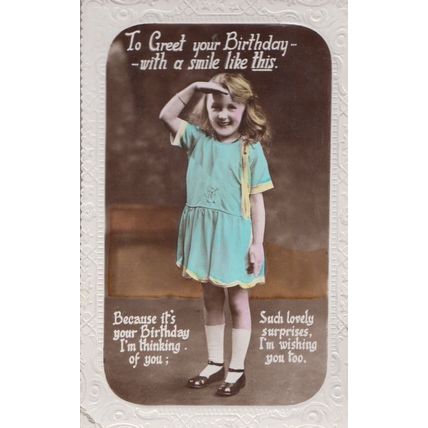 Happy Birthday Greeting With A Smile Children Surprise Military Salute Postcard