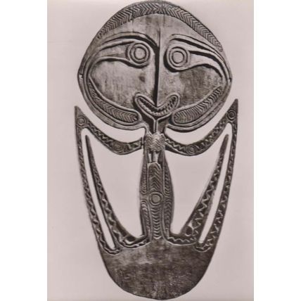 New Guinea Skull Rack Skeleton Papua Old Sculpture Rare Primitive Art Postcard