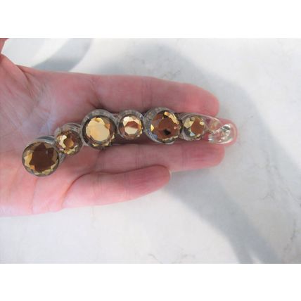 Golden rose clear art deco sparkly banana hair claw clip with rhinestones
