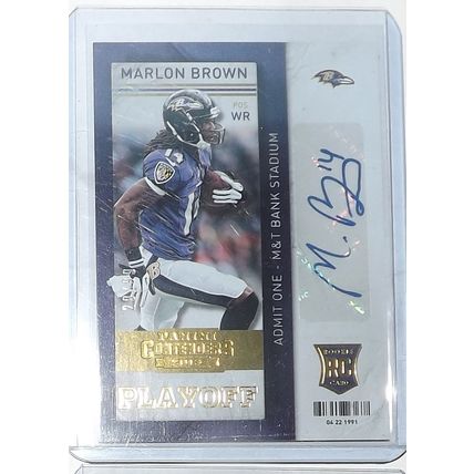 2013 Panini Contenders Marlon Brown (Ravens) Playoff Rookie Ticket Auto #196