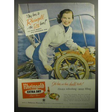1956 Rheingold Beer Ad - My beer is Rheingold - the Dry beer! - Sailing