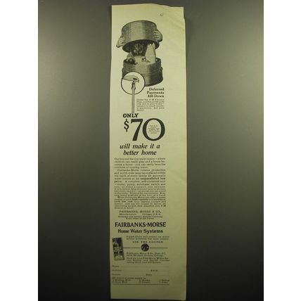 1928 Fairbanks-Morse Home Water Systems Ad - Only $70 will make it a better home