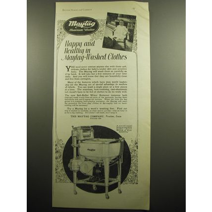 1928 Maytag Aluminum Washer Machine Ad - Happy and healthy in Maytag-Washed