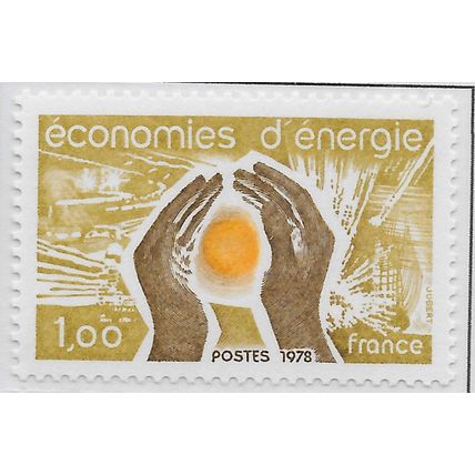 FRANCE 1978 MINT UNMOUNTED MNH ENERGY CONSERVATION HANDS AROUND SUN