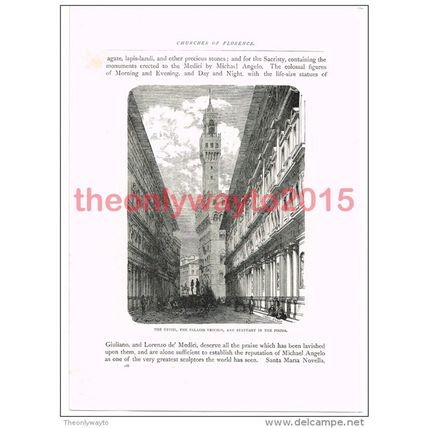 Uffizi and Palazzo Vecchio, Florence, Italy, Book Illustration (Print), c1891