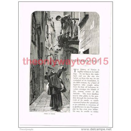 Street in Venice, Italy, Book Illustration (Print), c1891