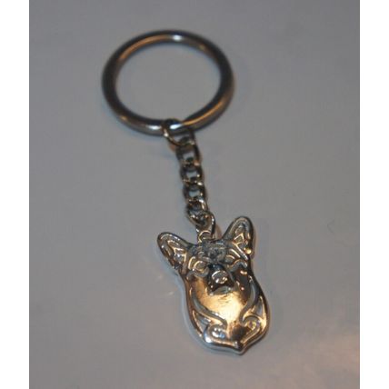 PEMBROKE WELSH CORGI ROYAL CORGI DOG KEY RING WITH KEY CHAIN & VELVET GIFT BAG