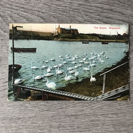 The Swans at Weymouth dorset 1911 stamped Edward Hitch USED Postcard VGC