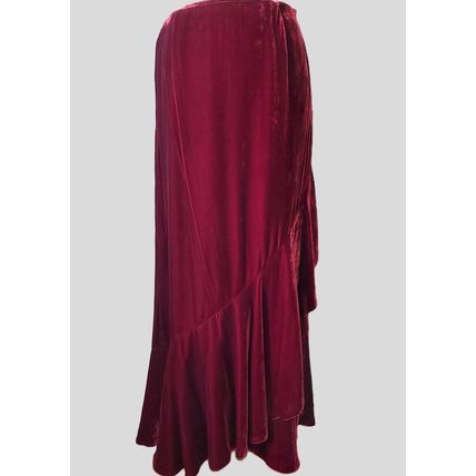 Kaliko red velvet silk suit 3 piece maxi skirt jacket top full length christmas