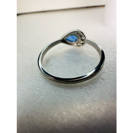 Ring Bomb Party Sz9 RBP Genuine Blue Gem & Colorless Accents Rhodium Pl