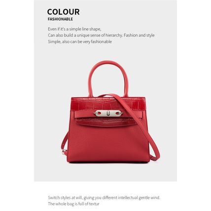 Genuine Leather Women's Bag Vintage Handbag Red
