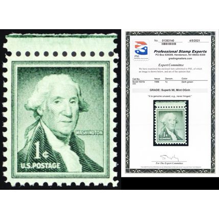 1031b, Mint Superb NH 1¢ - With Graded 98 PSE Certificate - Stuart Katz