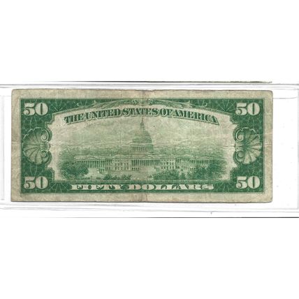 1929 $50.00 Bill The Crocker First National Bank of San Francisco Ca, #1741 VF