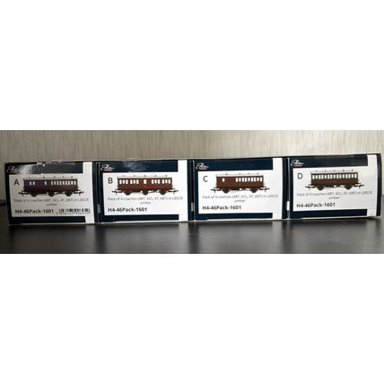 Hattons H4-46Pack-1601 4 Genesis coaches (4BT, 4T, 6CL, 6BT) in LBSCR Umber