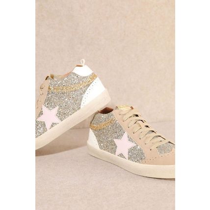 Mi.Im Daisy Rubber Sole Lace-Up Glitter Suede Mid Star Sneakers
