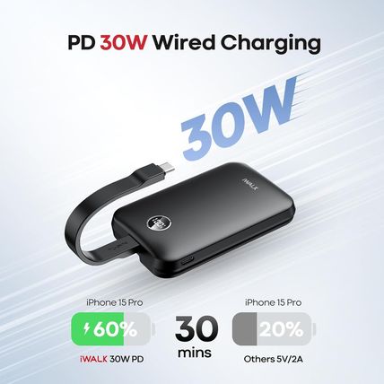 Iwalk Magnetic Power Bank 10000Mah, 30W Wireless Portable Charger with Fast Char