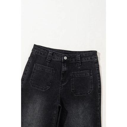 Black Wide Leg Pocketed High Waist Jeans