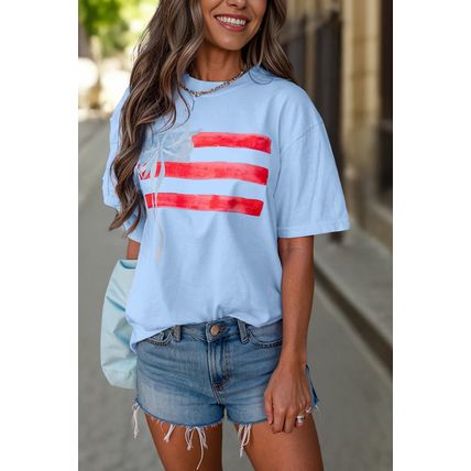 Myosotis Flag Bow Graphic Crewneck Tee