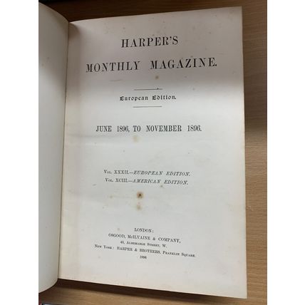 1896 HARPER'S MAGAZINE BOUND VOLUMES JUN TO NOV 2kg ANTIQUE BOOK (EV3)