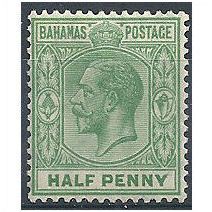 Bahamas 1921 SG115a 1/2d Green Elongated "E" Mtd Mint.