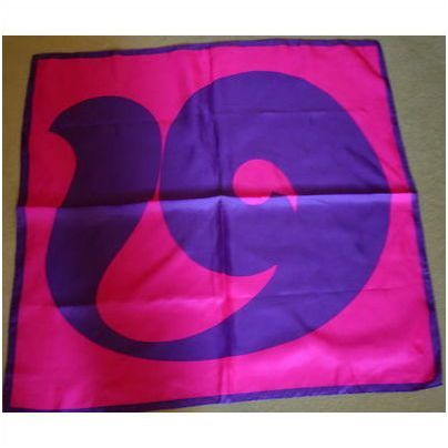 Vintage 60s Pop Art rolled Silk Large Pink Purple Multi Yin Yang Op mint Scarf